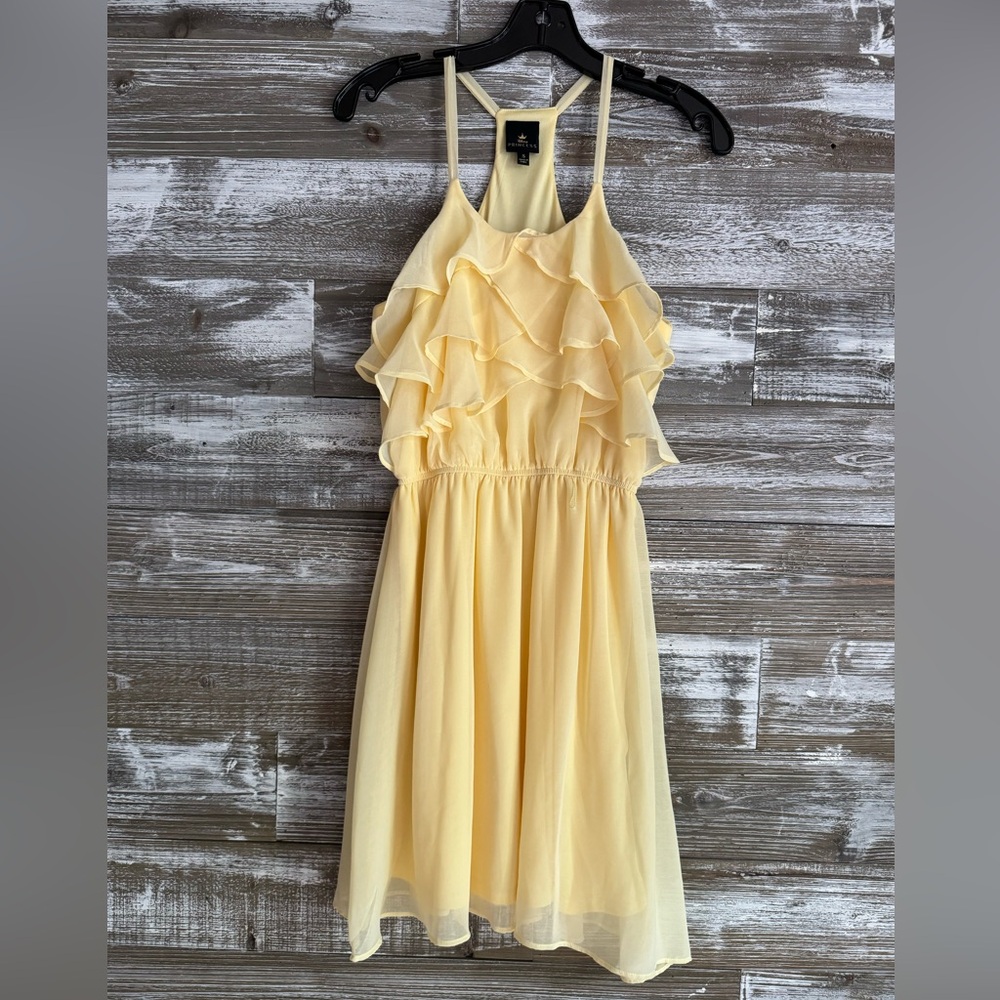 Yellow, spaghetti strap with ruffle front, small